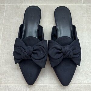 Jcrew, navy slides with bows, size 9.5, worn once